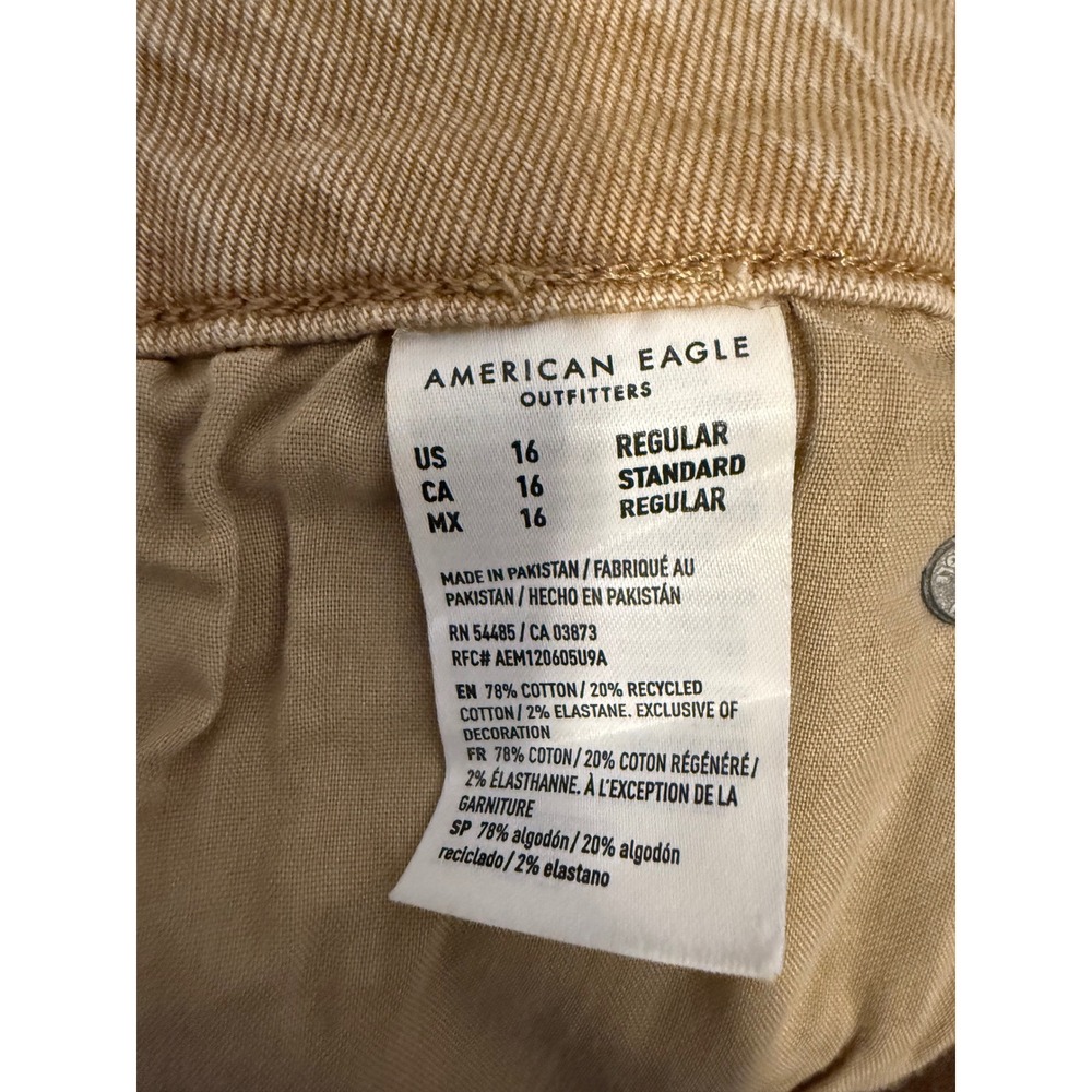 American Eagle Barrel Jeans Women 16 Tan Excellent High Rise Relaxed Khaki Boho - Picture 6 of 9